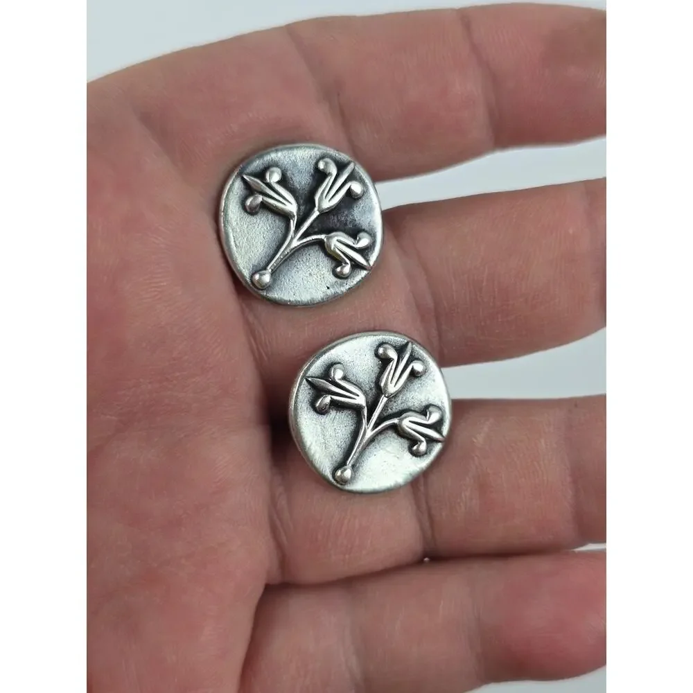 Vintage James Avery Retired Sterling Silver leaf Sprig Cufflinks Nice condition